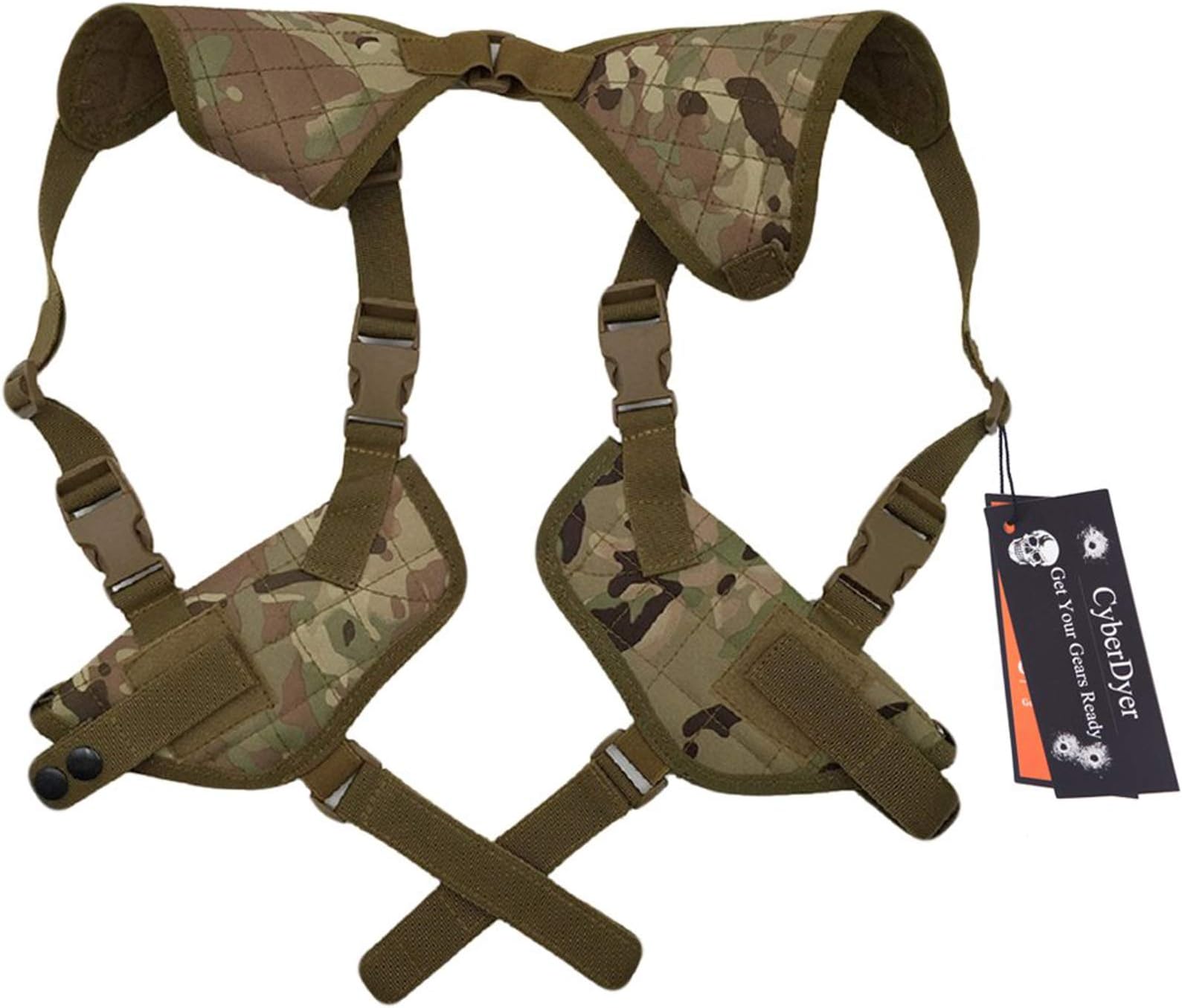 CyberDyer Tactical Double Draw Handgun Shoulder Holster Fully Adjustable Ambidextrous Horizontal Handgun Carrier