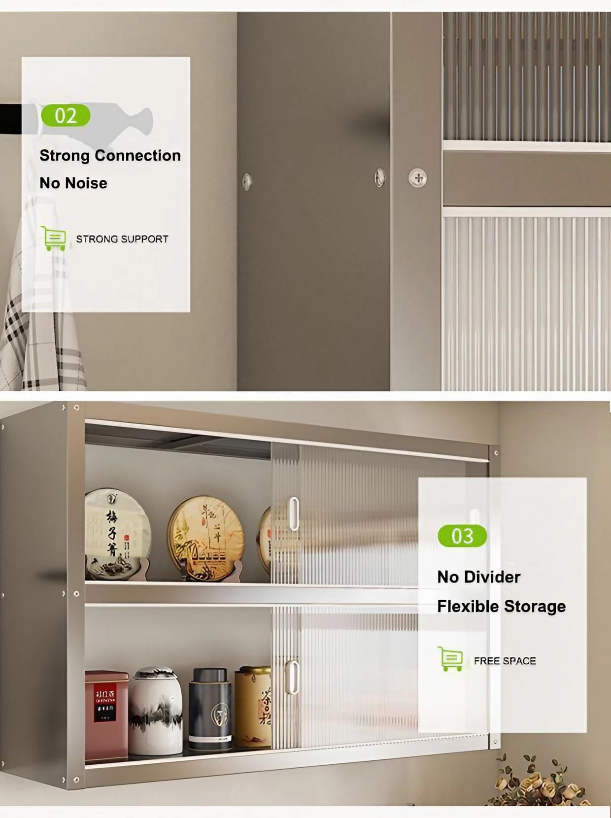 Armadio Pensile Cucina in Acciaio Inox con Ante Scorrevoli, Mobile Pensile da Parete per Cucina, Armadietto di Stoccaggio Murale per Cucina Bagno Ufficio(50x30x40CM)