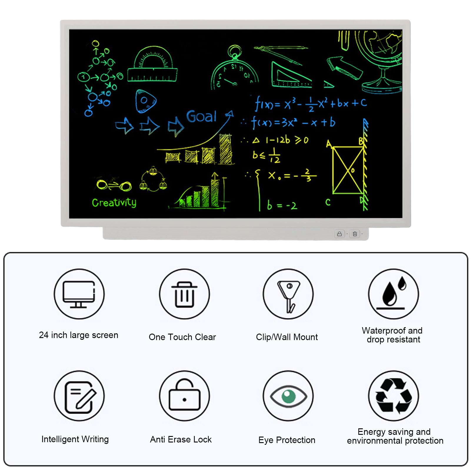 Tavoletta LCD da 24 Pollici, Tampone da Disegno con Schermo Ad Alta luminosità, Blocco da Scrittura a Mano per Bambini Che Imparano a Casa, a Scuola, in Ufficio