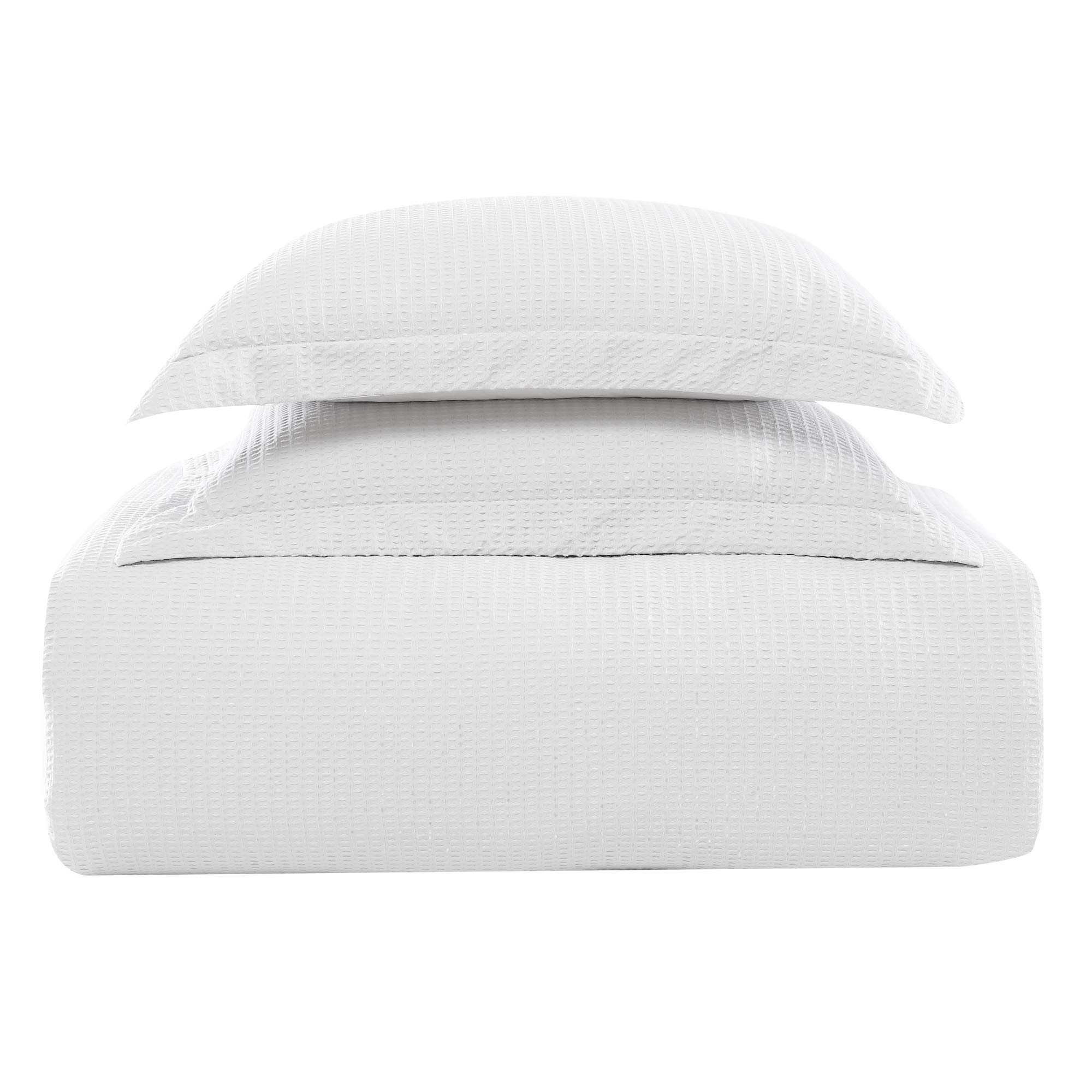 Brielle Pierce Solid 100 Cotton Soft Waffle Textured Comforter Set, White, King