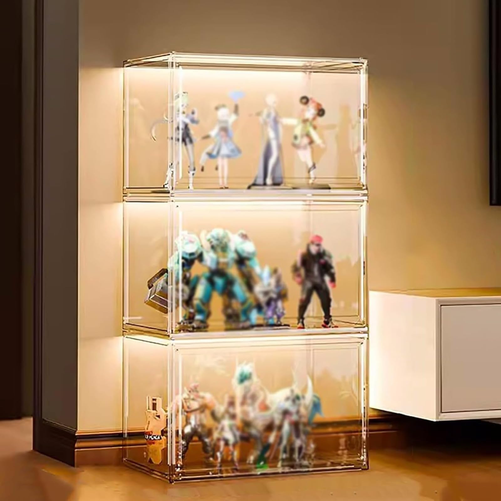 Espositore in acrilico, multifunzione, organizer indipendente per collezioni e oggetti decorativi, design durevole ed elegante