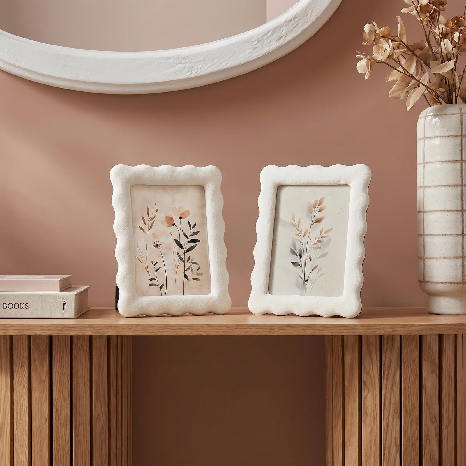 OHS 7x5 Picture Frames Matte Velvet Modern Photo Frame 2 Pack, Natural
