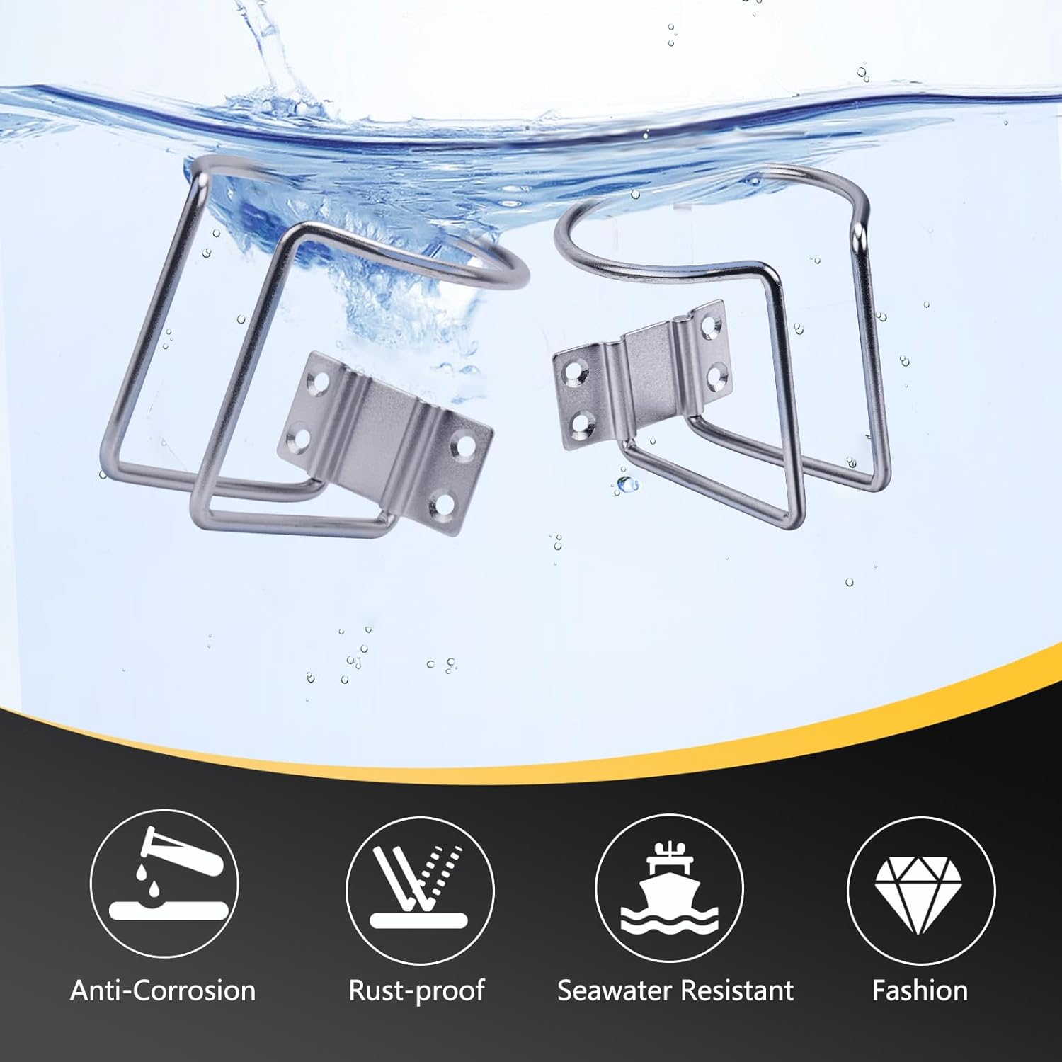 Marinebaby 2 pcs Boat Cup Holder,Stainless Steel Universal Drink Holders,Suitable for Boat,Truck,RV,Tractor,Outdoor Wooden Swing. (Silver) - Image 3