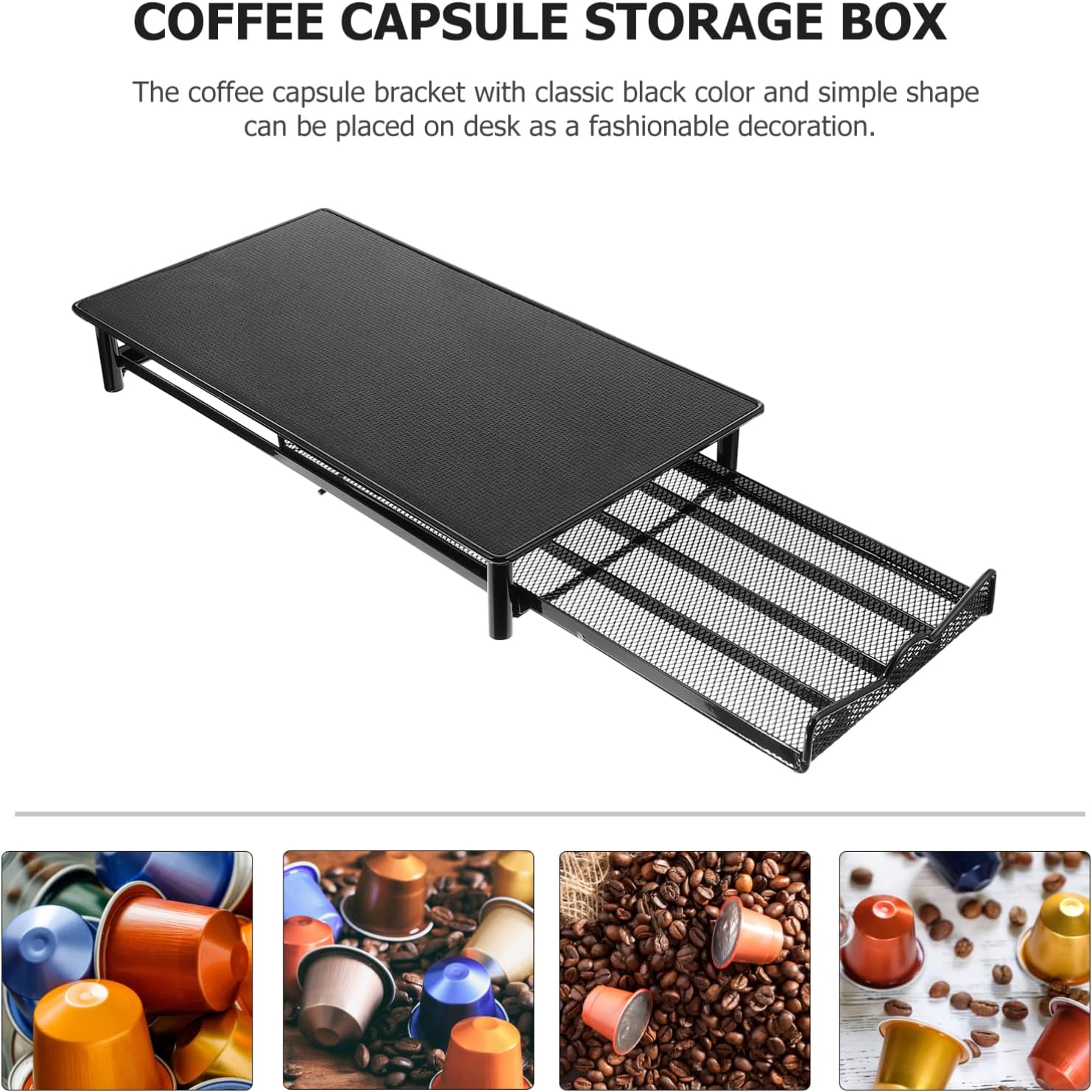 Coffee Capsule Storage Box Coffee Holder 4 Sections 4cm Wide Iron Drawer Organizer