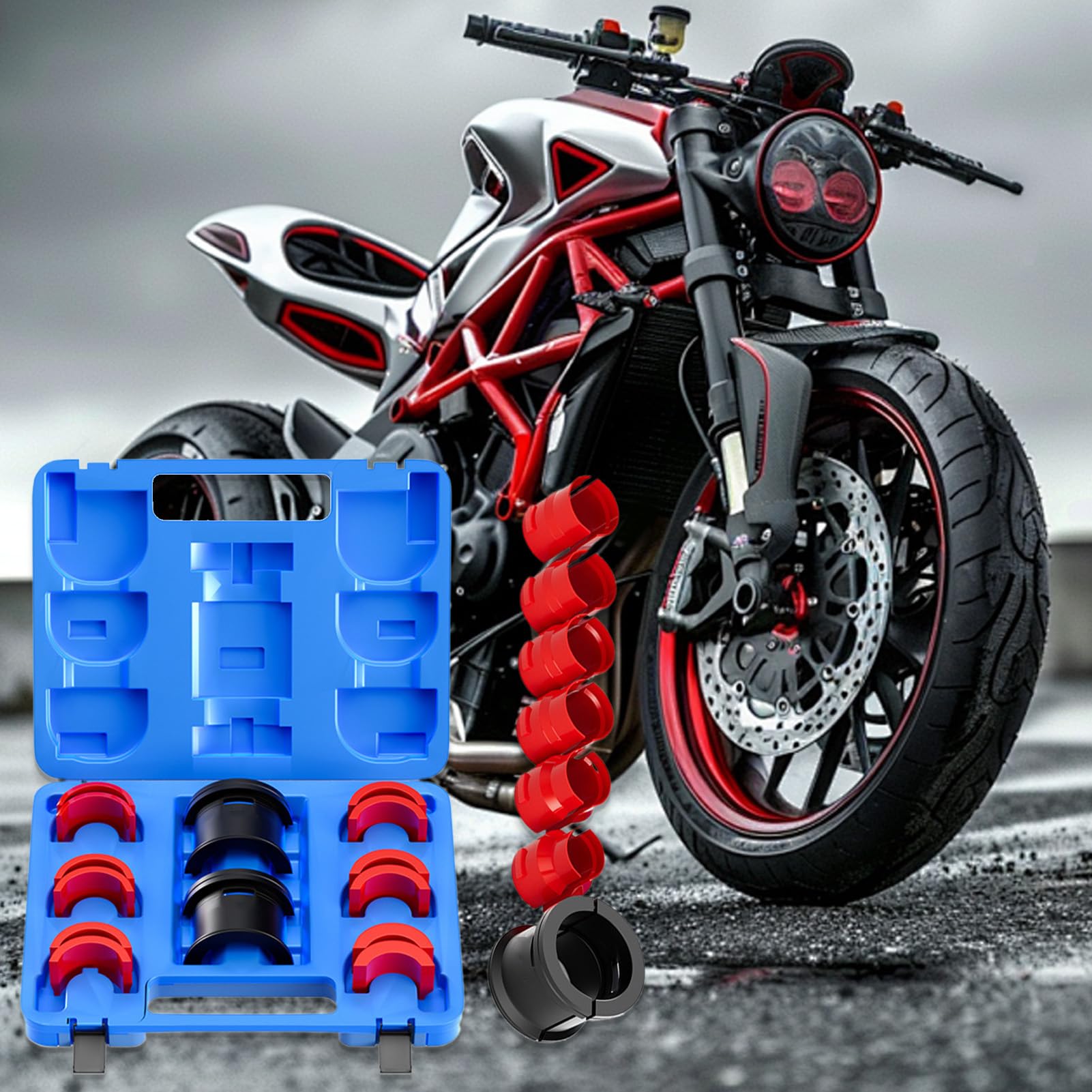 Utensile per Installazione Sigilli Set Pressioni per Moto | Attrezzatura Antiscivolo per Ammortizzatori e Guarnizioni Olio per Officina Garage Casa e Motociclette Fuoristrada