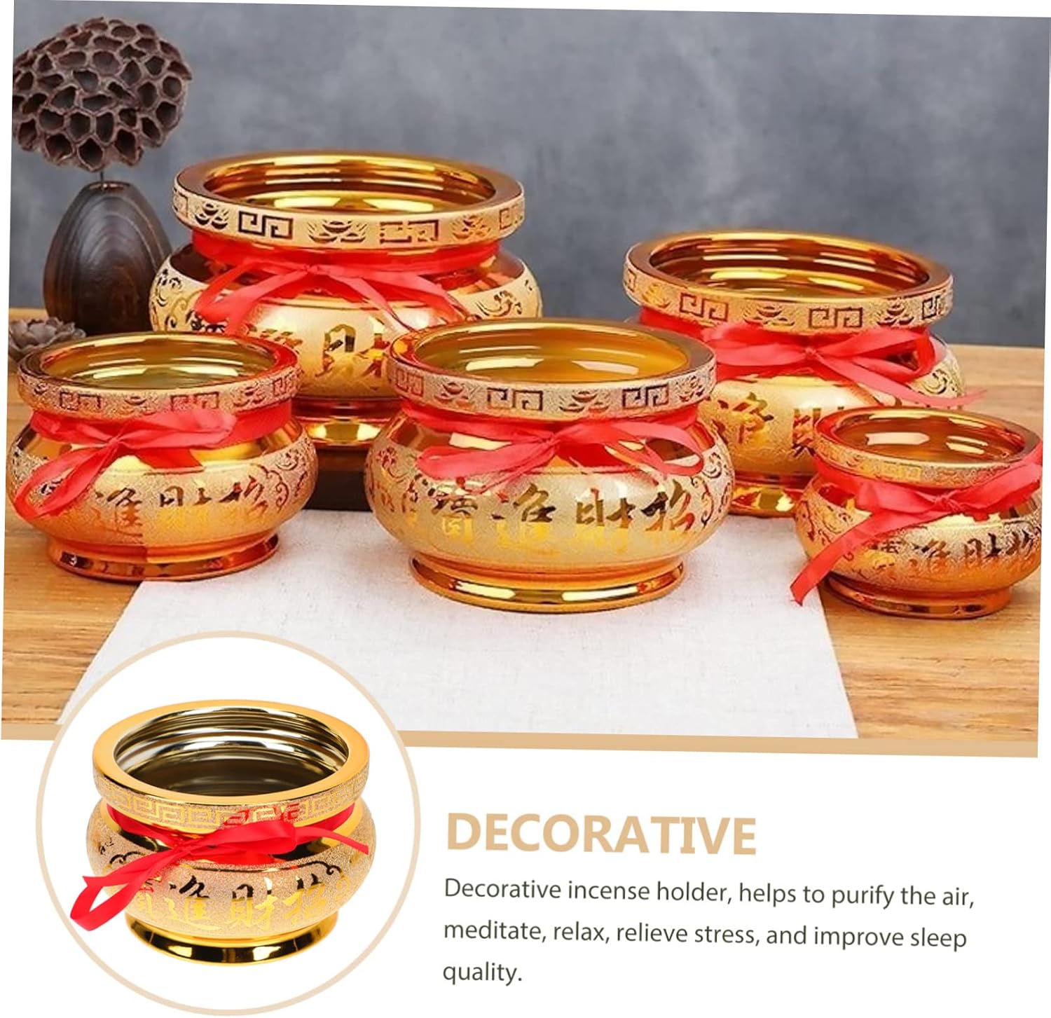 Buddha Incense Holder 6 Inch Unique Sand Gold Finish Ceramic Aroma Burner for Meditation and Zen Decor Random Style