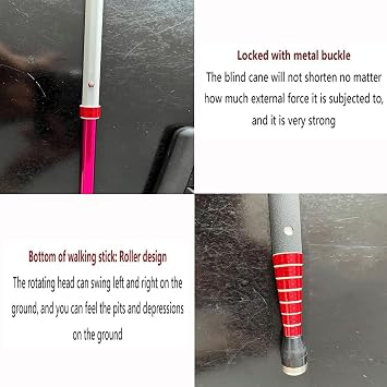 Reflective Telescopic Blind Walking Stick - Titanium Alloy Mobility Cane with Stainless Steel Tip, 118/128/138CM Portable Visual Impairment Aid,128cm