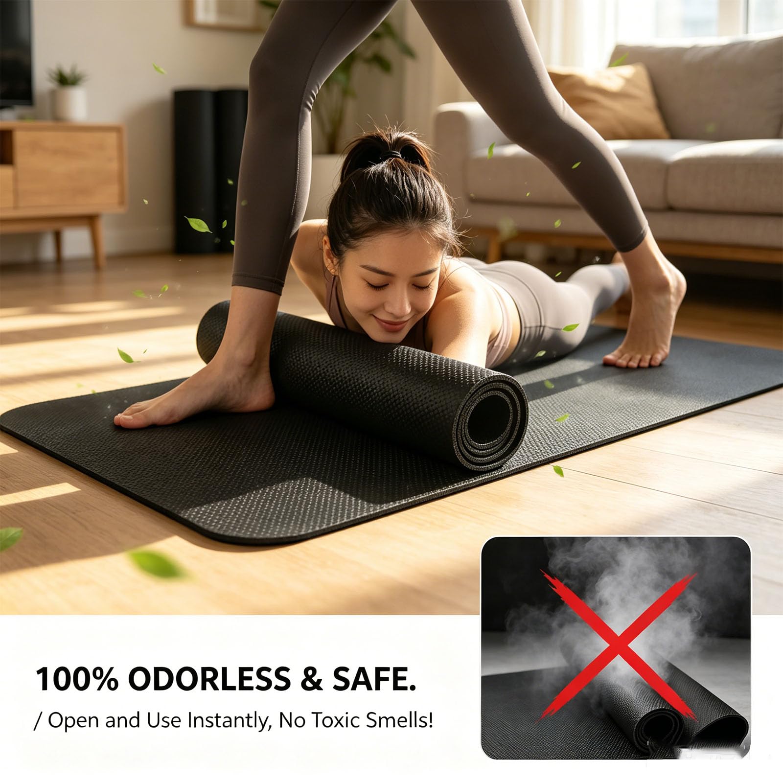 Tapete para cinta de correr, resistente de 4 mm, NBR antivibración, reducción de ruido, para suelos de madera dura, impermeable, antideslizante, para gimnasio y uso doméstico