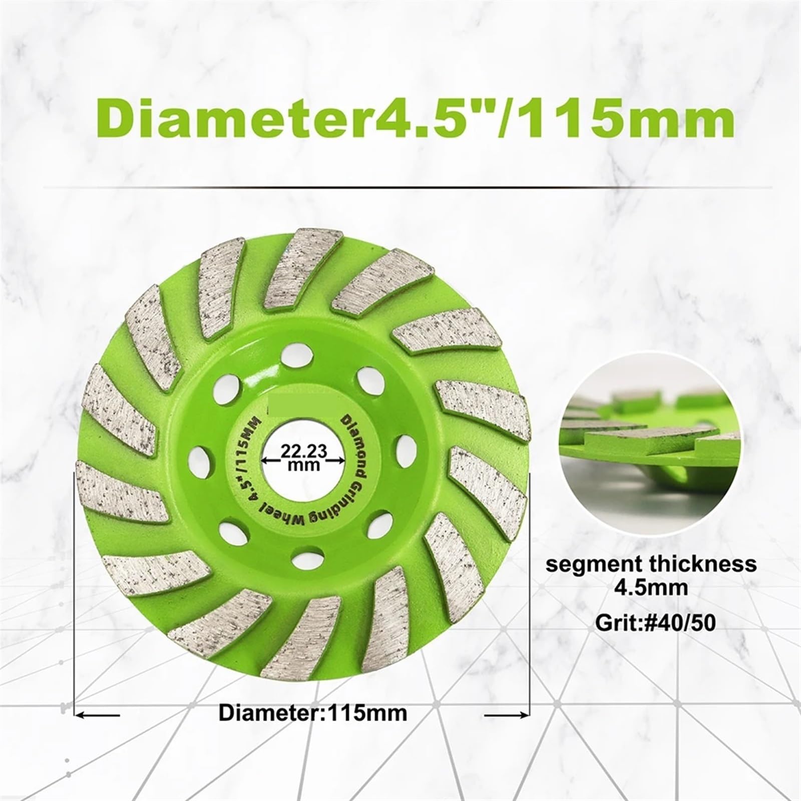 1 szt. 100/115/125 mm diamentowa tarcza szlifierska kamień cegła granitowa tarcza polerska kubek koło narzędzia ścierne (4,5 cala 115 mm)