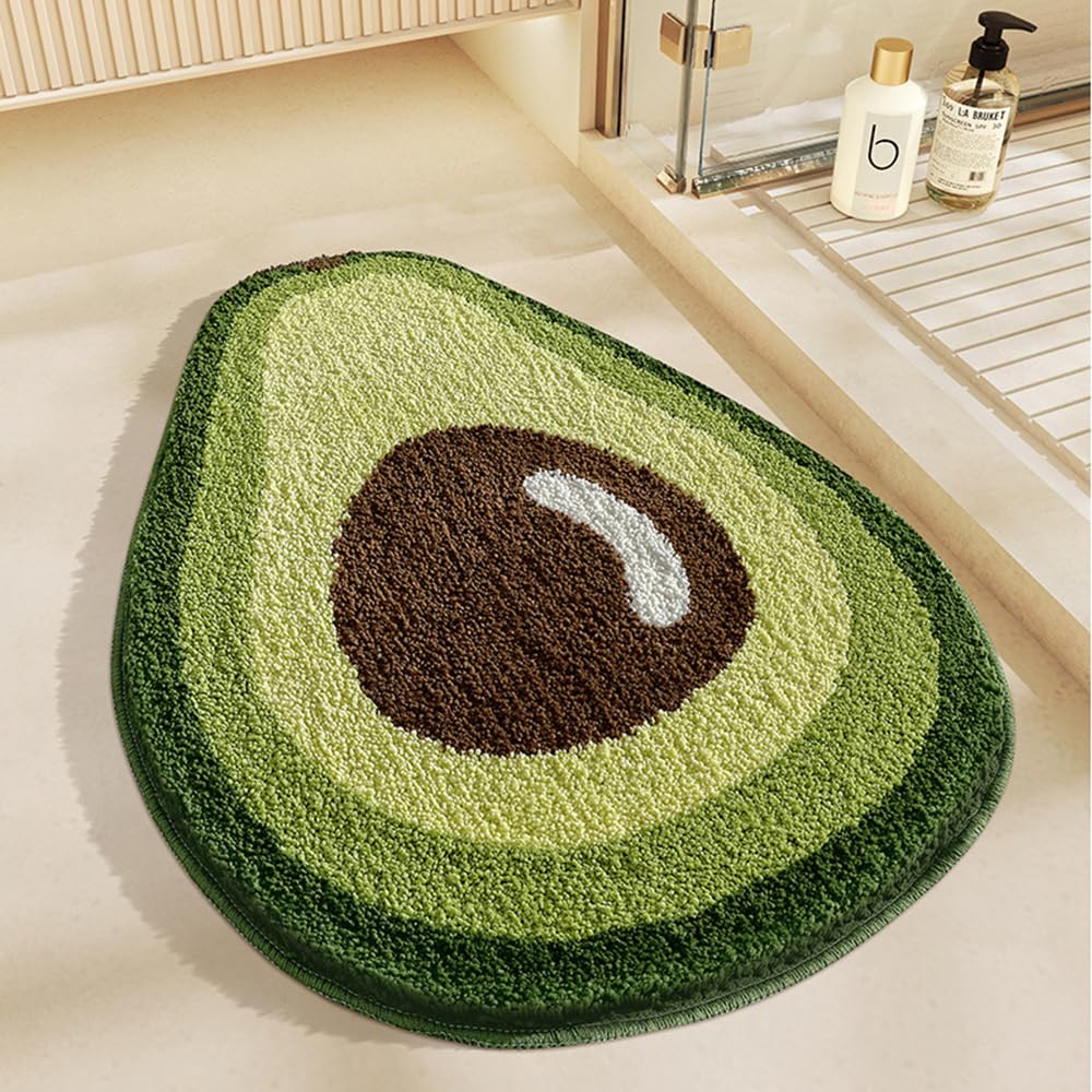 Lkw Ogechi Mikrofaser Badematte 80x50 cm rutschfest, Extra Weiche Badezimmerteppich für Badezimmerboden, Super Saugfähig und Schnell Trocknend Badematte Badteppich, Maschinenwaschbar (Avocado)