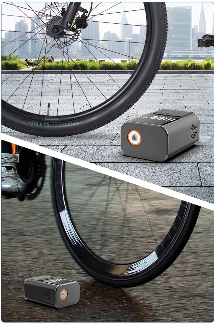 Bike Pump Electric Bike Tire Pump with Pressure Gauge, Sida-Earcy Mini Bike Tire Pump, 100PSI Pocket Tiny Air Pump for Presta and Schrader Valve for E-Bike Mountain Bike and Road Bike