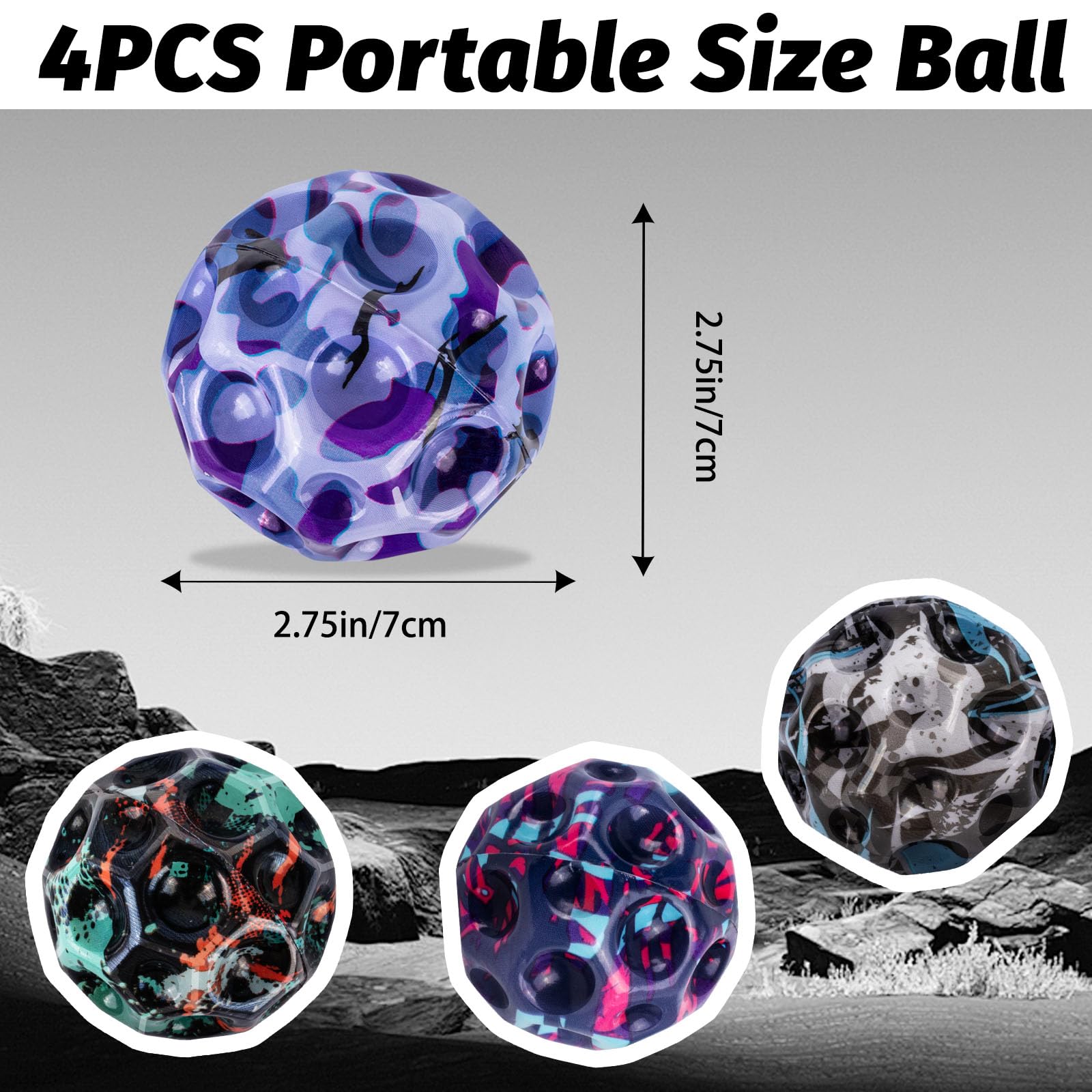 HOMQYTE High Elasticity Ball, Super High Bouncing Foam Balls for Adults Improve Hand-Eye Coordination Sports Training (4P, Camouflage)