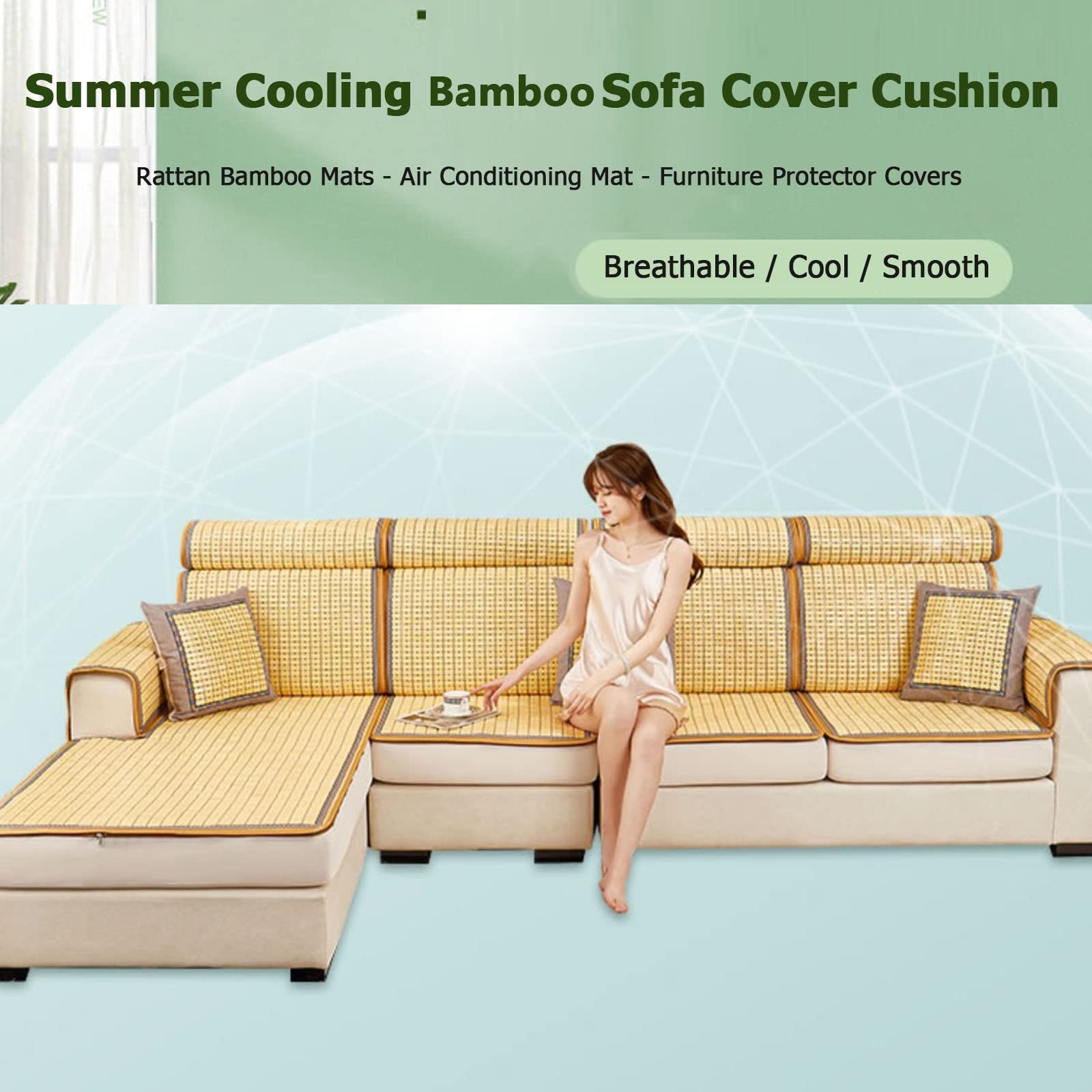 Amazon｜COOKX 夏竹セクショナルソファカバー エアコンマット