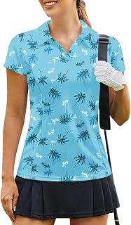 PINSPARK Womens Golf Shirt Short Sleeve Polo V-Neck Quick Dry Tennis Tops | Moisture-wicking Breathable Fabric, Classic Collar, Slim Fit, Ideal for Golf Tennis Pickleball Casual