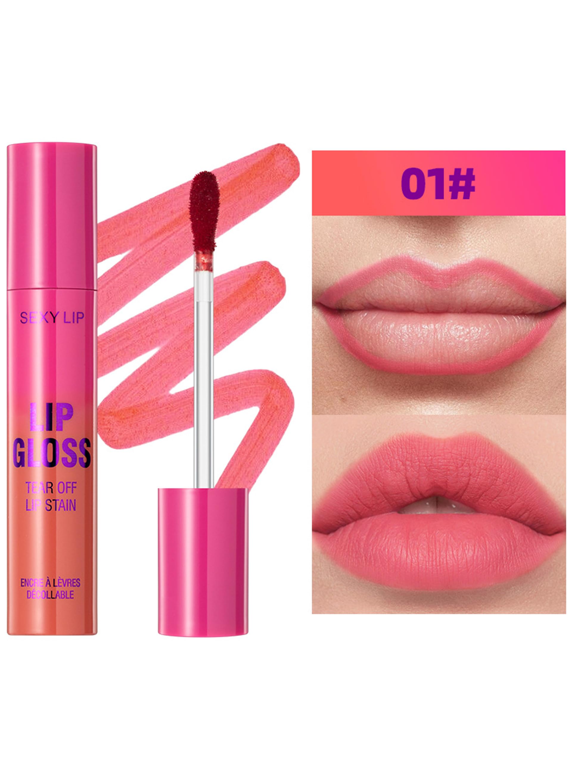 Erinde Matte Lip Stain Peel Off, Waterproof Long Lasting Lip Colour with Tweezer - Image 2