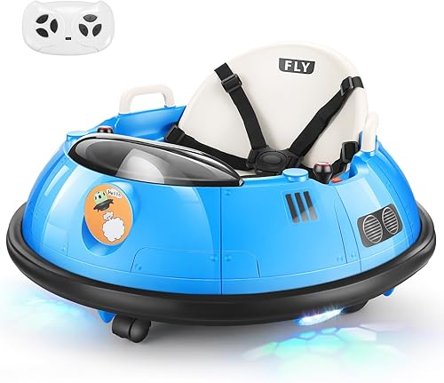 Miniatura 7 de Hikole Coche parachoques para niños pequeños, auto parachoques de 12 V con control remoto, arnés de 5 puntos, giro de 360 grados, luz LED