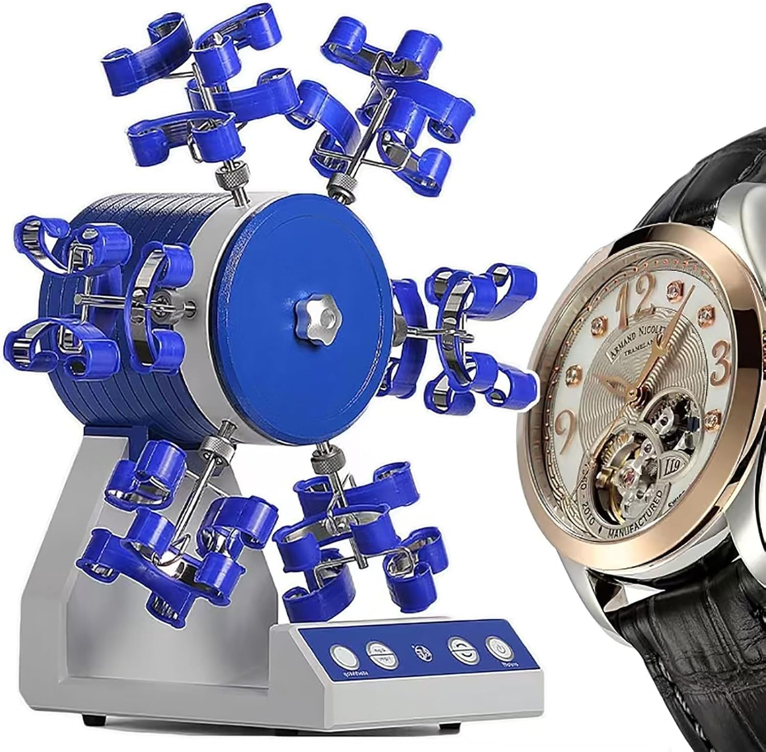 Enrollador automático de Relojes con rotación Ajustable, Motor silencioso y protección magnética para Relojes mecánicos. Funcionamiento silencioso.