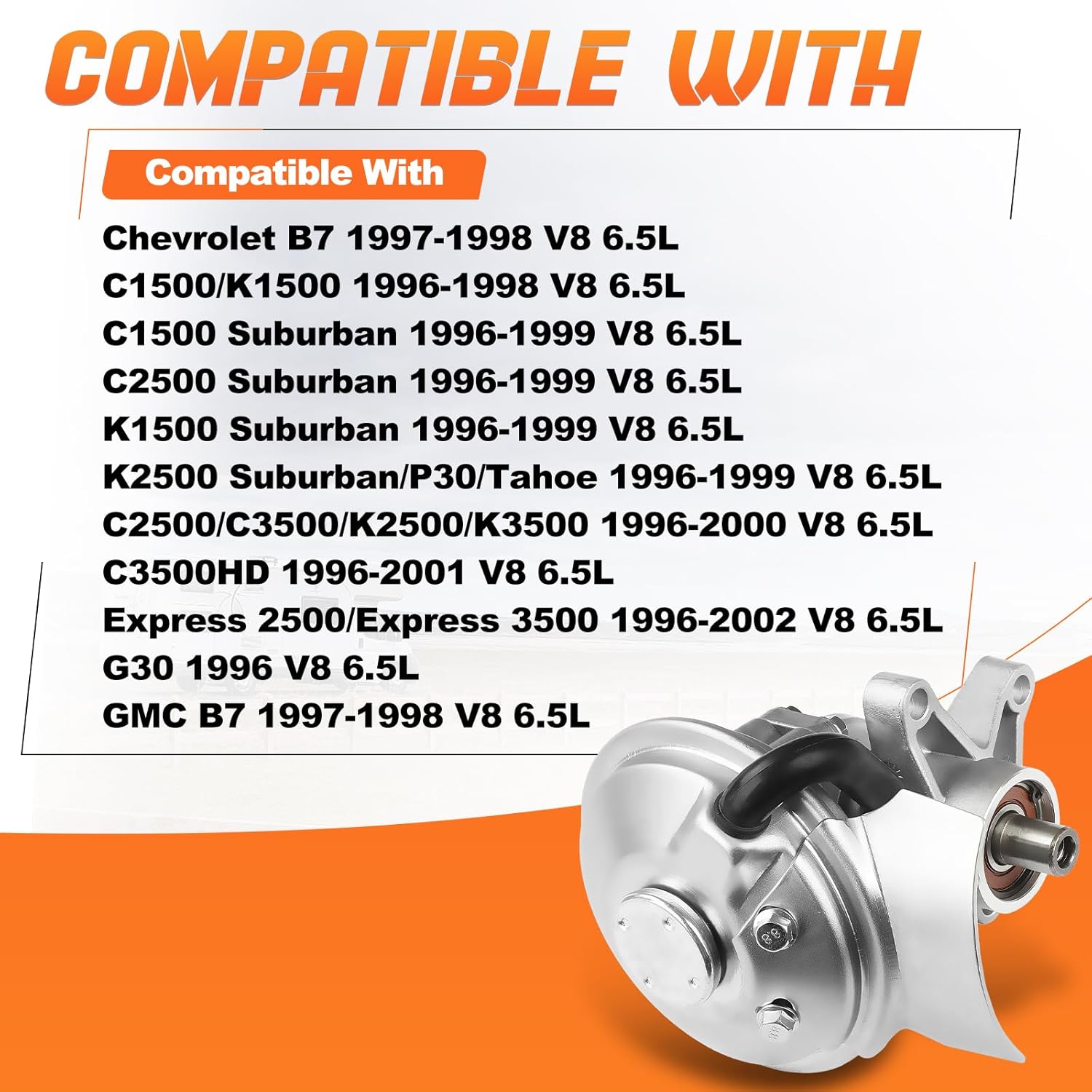 904-801 Vacuum Pump Compatible with Chevrolet Tahoe Express 2500 3500 B7 C1500 C2500 Suburban C3500HD GMC Yukon Savana K1500 K2500 Suburban G3500 P3500, Replace OE 904801, 12562793, 97288505