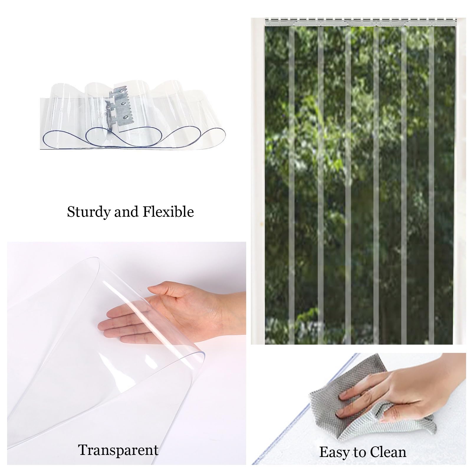 Tende verticali in PVC impermeabile, tenda a strisce in plastica resistente per congelatore, magazzino, patio, garage, uso industriale e negozio (75 x 200 cm)