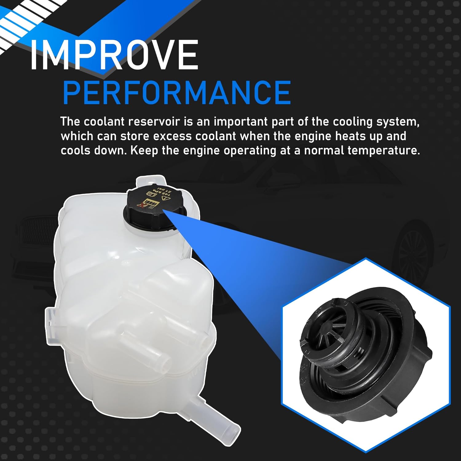 603-316 Engine Radiator Overflow Coolant Reservoir Tank with Cap Compatible with 2013-2020 Ford Fusion Lincoln MKZ Replaces DG9Z-8A080-A HG9Z-8A080-B DG9Z-8100-A DG9Z8A080A HG9Z8A080B