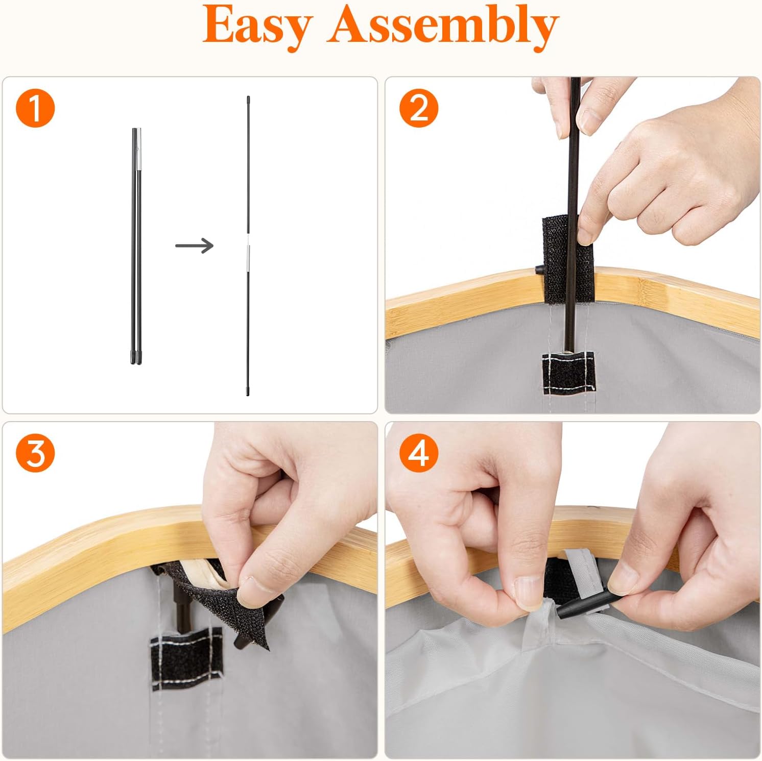 Lifewit 65L Slim Laundry Hamper with Lid, Narrow Laundry Basket with Removable Bag & Bamboo Handles, Fodable Thin Dirty Clothes Hamper for Laundry Collapsible Bin for Bathroom Bedroom Dorm, Gray