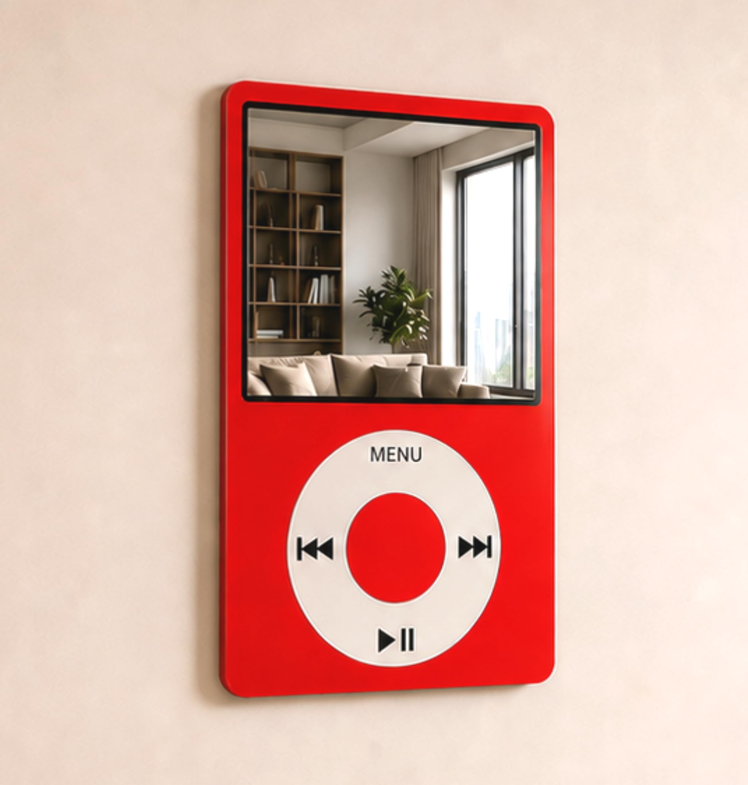 AD INFINITUM® Multilayer Wooden Wall Art With Mirror Hanging Decor for Contemporary Home, Bedroom, Living Room, Office etc., (i_POD_RED)-image-12