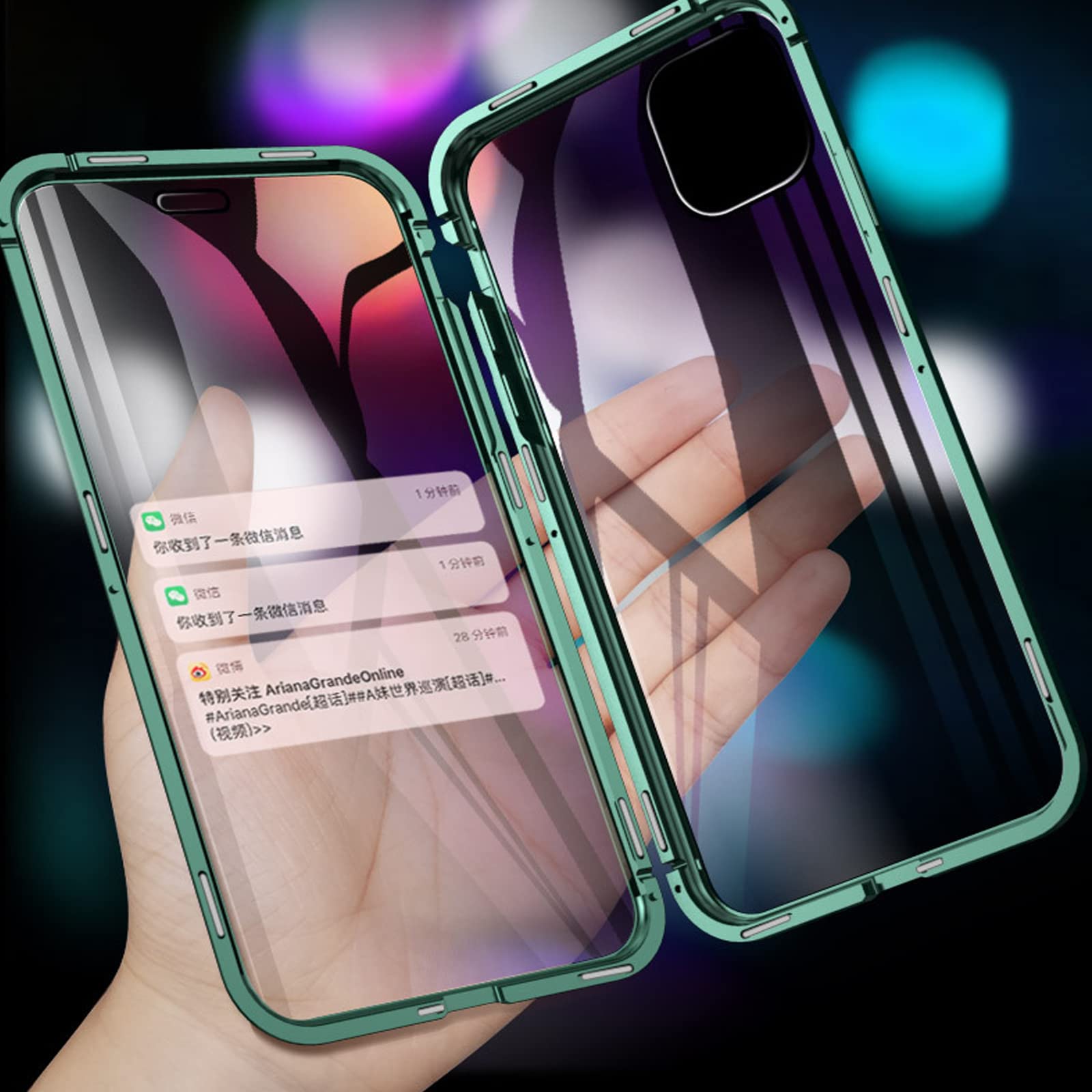 Guppy Compatible with iPhone 13 Pro Magnetic Case with Built in Privacy Screen Protector Anti Spy Tempered Glass Slim Metal Aluminum Shockproof Cover Hard Drop Proof Protective 6.1 inch Black