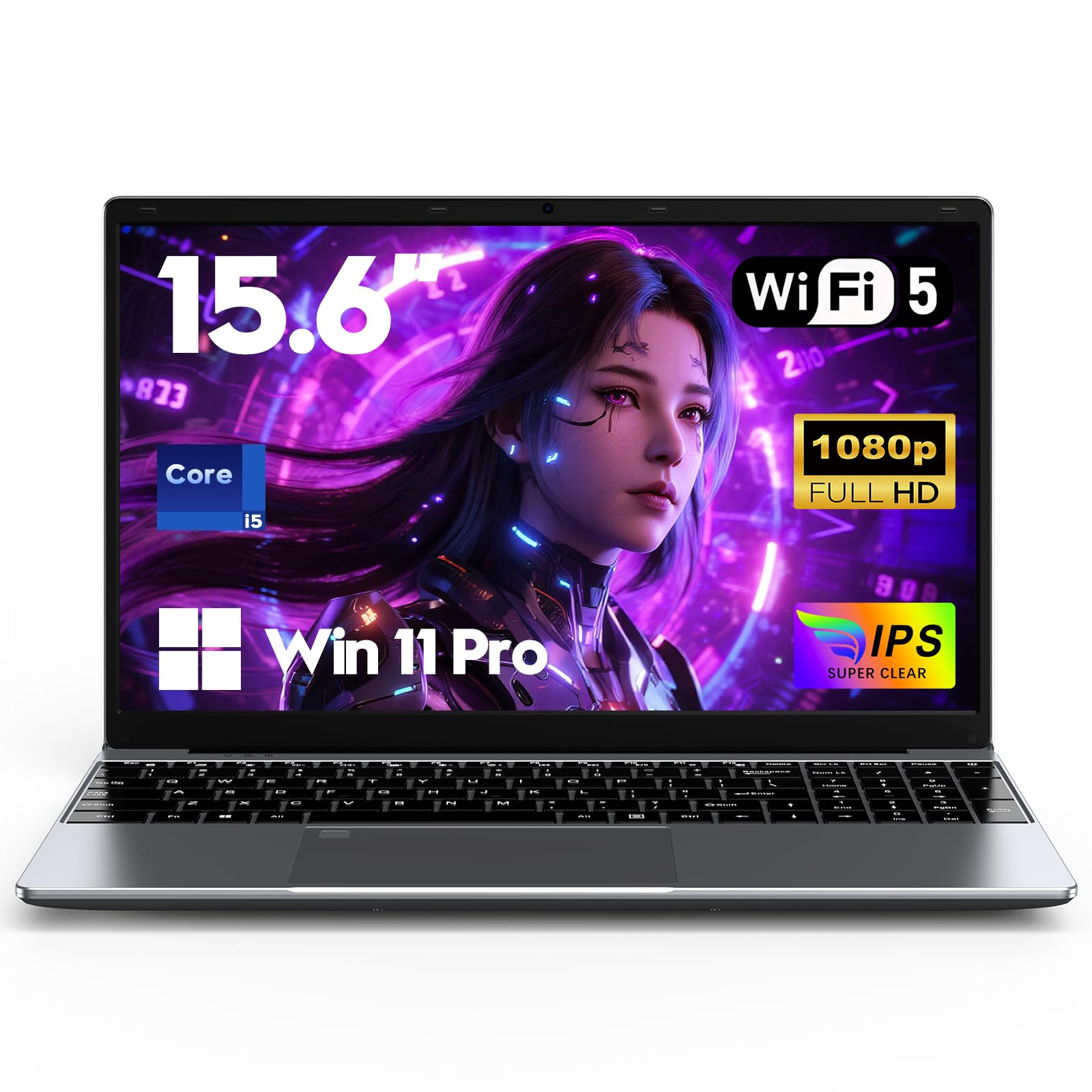 FUNYET Computer Portatile,2026 Laptop PC da 15,6 pollici 2026, 16 GB di RAM, SSD da 1 TB, Core i5 6200U, IPS FHD 1920 * 1080 Notebook, 5000 mAh, tastiera retroilluminata,supporta scheda TF