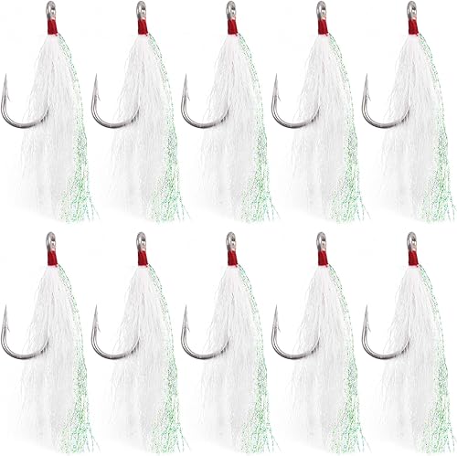 Anzuelos de cola de cubo de pesca con fondo de agua salada, gancho de cola de cubo Mylar Flash Teasers para pargo bagre bacalao platija Hi-Lo Rigs