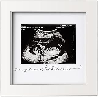 Baby Sonogram Picture Frame - Modern Ultrasound Frame for Mom to Be - Pregnancy Announcement Sonogram Photo Frames - Gender Reveal for Expecting Parents - First Time Dad Gifts (Alpine White)