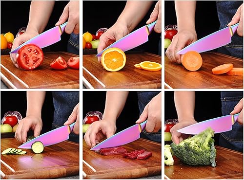 Miniatura 4 de WELLSTAR Cuchillo de chef, cuchillo de chef de cocina de 6 pulgadas, cuchillo de cocina afilado de acero inoxidable de alto carbono para carne,