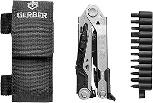 Gerber Gear 30-001194N Center-Drive Multitool with Bit Set, and Sheath, Silver/Black,Standard Bit Set