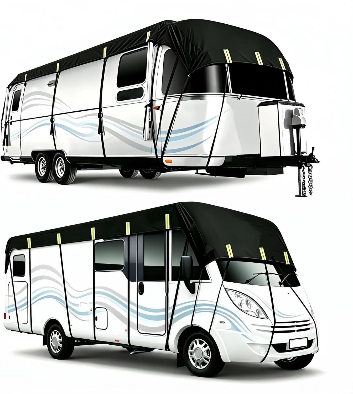 SongPing Oversized RV Roof Cover, UV-Resistand and Rainproof, Waterproof Heavy-Duty 600D Oxford Fabric, Fits 16-20ft RVs Travel Trailer