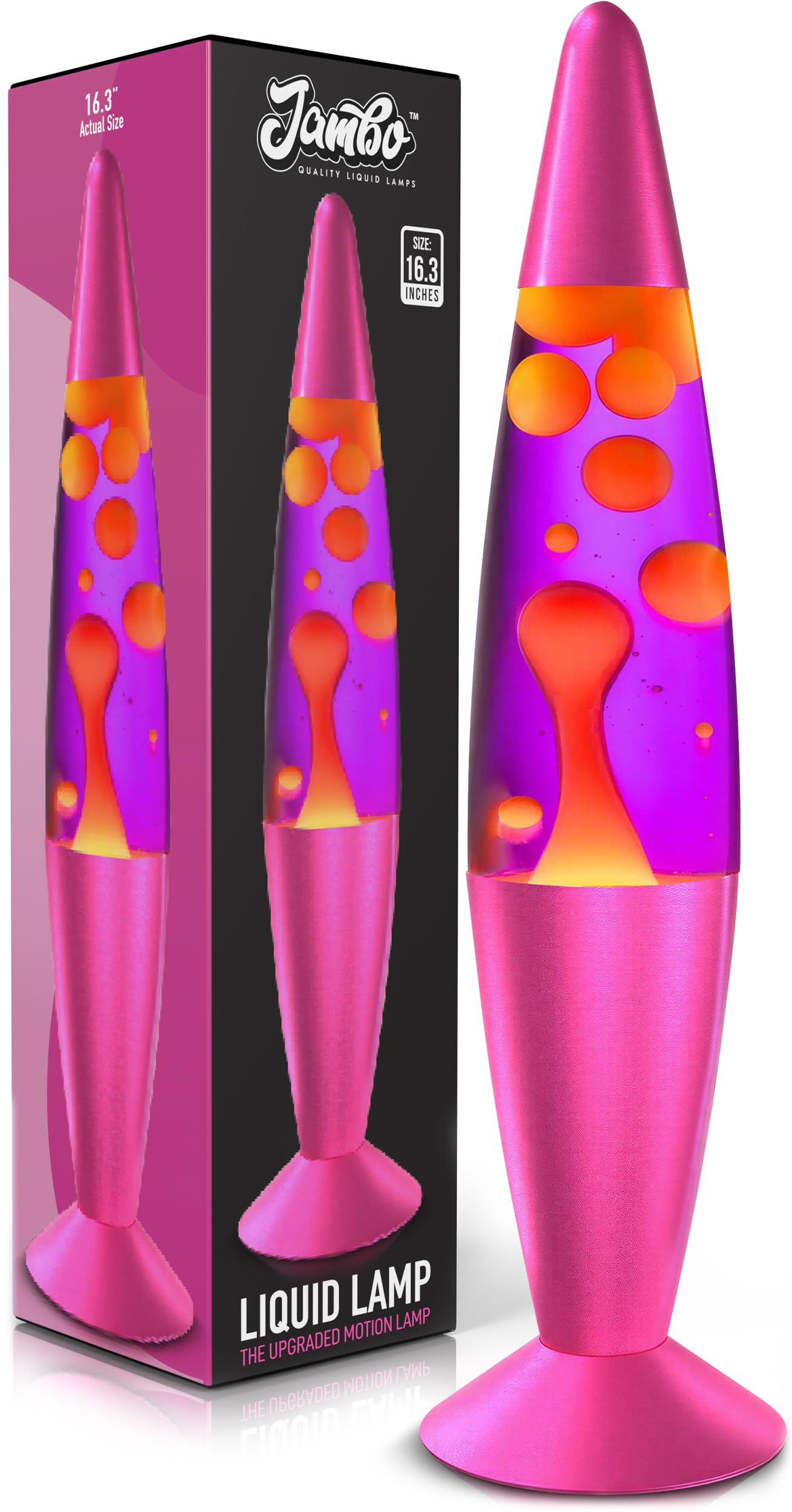 JAMBO 16" Beautiful Lamp- Purple with Yellow/Orange Wax, Relaxing Liquid Light, Night Light Nightlight, Home Decor Living Room Office Bedroom Lamp for Adults Teens Kids, Magma Motion