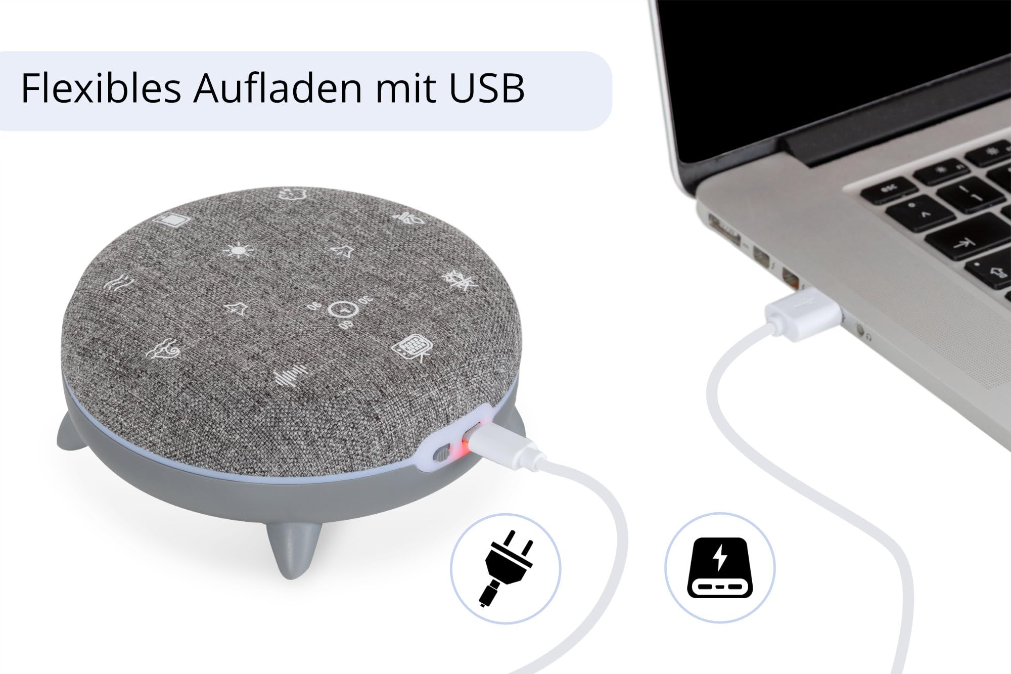 ZB-7 Zen Box głośnik Bluetooth ze światłem – White Noise Machine jako pomoc w zasypianiu dla niemowląt – uspokajające dźwięki natury – szum morza, śpiew ptaków, burze itd.