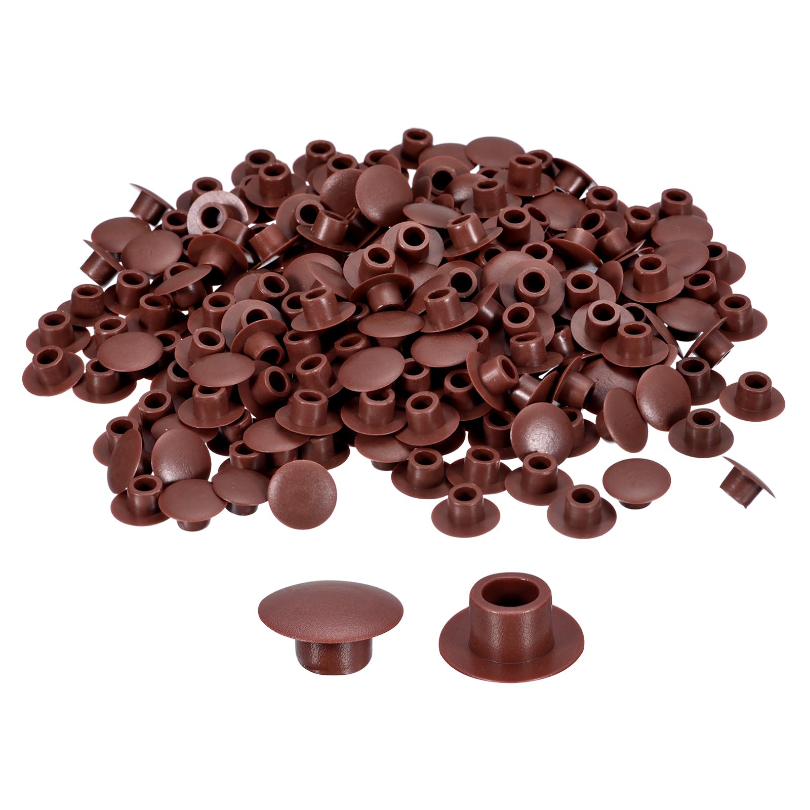 Photo 1 of uxcell 200Pcs Screw Hole Plugs, 6mm Plastic Round Button Caps, Red Brown
