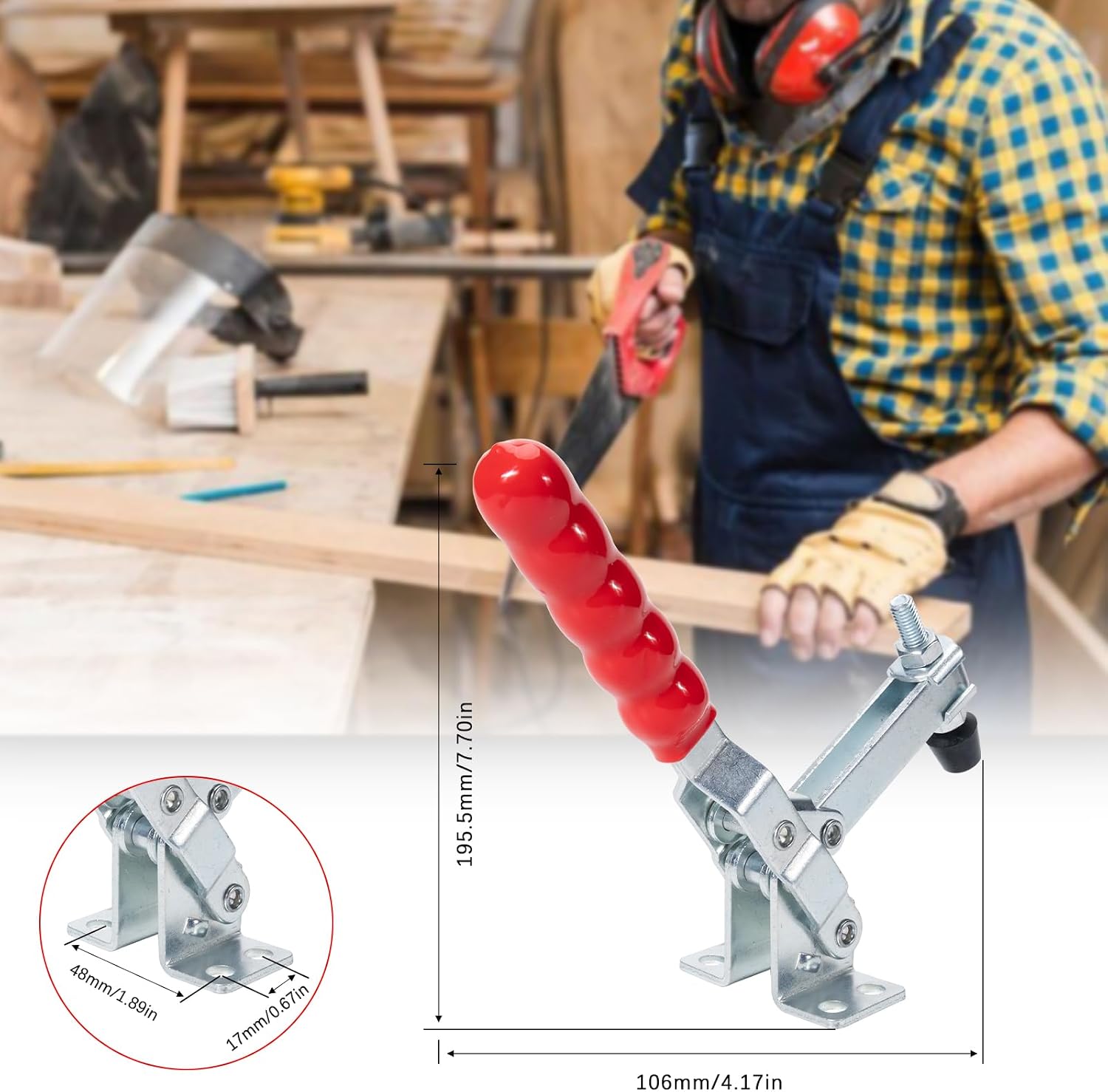 Vertical Toggle Clamp, Heavy-Duty Steel Hold Down Clamp with Quick Release, 11412 Model, 440 Lbs Capacity, 2-Pack, Professional Tool for Industrial Workholding