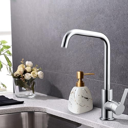 Miniatura 3 de Dispensador de jabón de cerámica para baño, dispensador de jabón blanco para platos de cocina, dispensador de jabón con patrón de mármol,