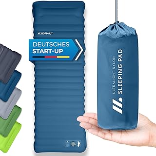 NORDMUT® Isomatte Schnellaufblasend mit integrierter Fußpumpe 10 cm - Isomatte Camping mit kleinem Packmaß - Outdoor Matratze für müheloses aufpumpen - Camping Matratze ultra komfortabel