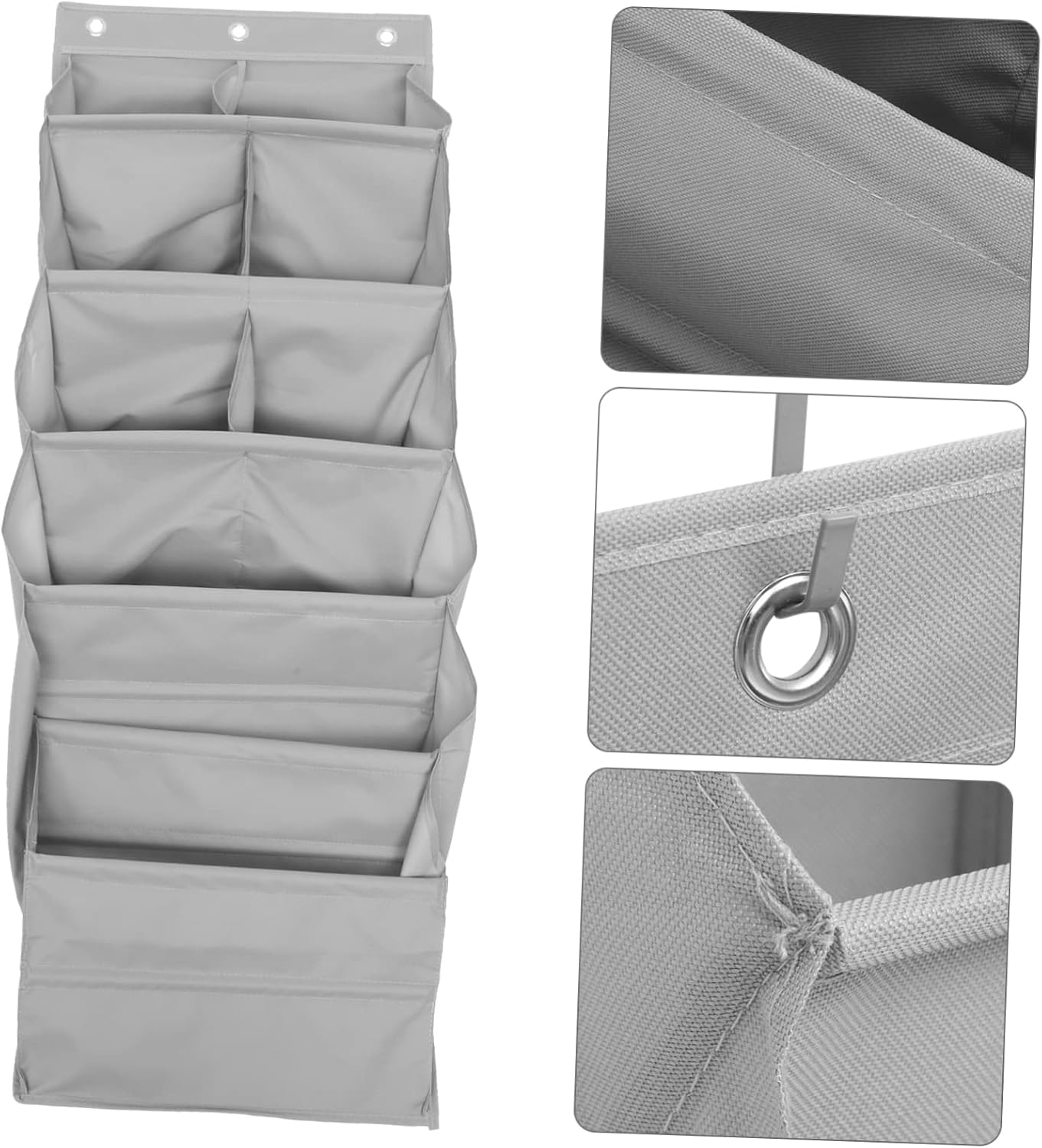SOLUSTRE Modern Wall-Mounted Storage Bag Gray 9-Compartment Hanging Organizer No-Drill Door Storage Solution for Shoes Toys and Sundries