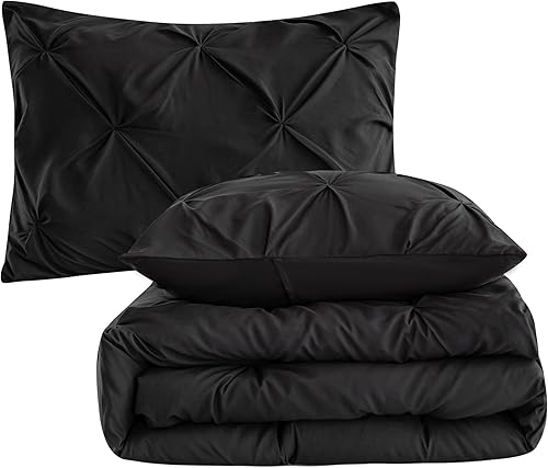 Miniatura 3 de Marina Decoration Juego de ropa de cama ultrasuave de lujo esponjoso de plumón de ganso alternativo sólido geométrico con pliegues de 3 piezas con