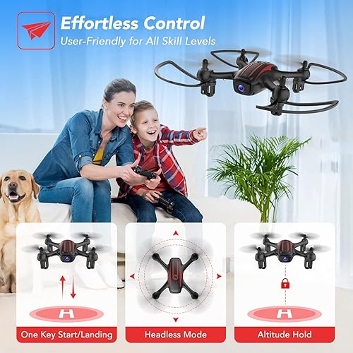 Miniatura 9 de Elukiko Dron con cámara para adultos y niños, 1080P HD FPV WIFI Mini Drones, RC Quadcopter Helicóptero con 2 baterías, tiro para llevar, rotación de