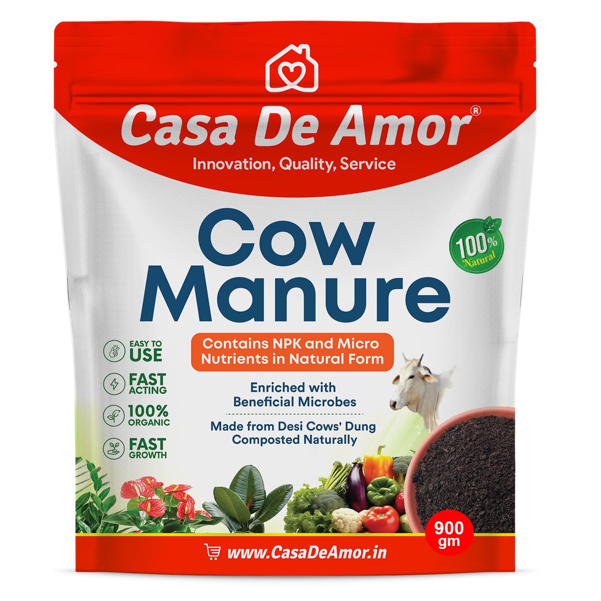 Casa De Amor Organic Cow Manure- NPK & Micro Nutrients, Compost, Plant Fertilizer for Organic Gardening- 900 gm-image-20
