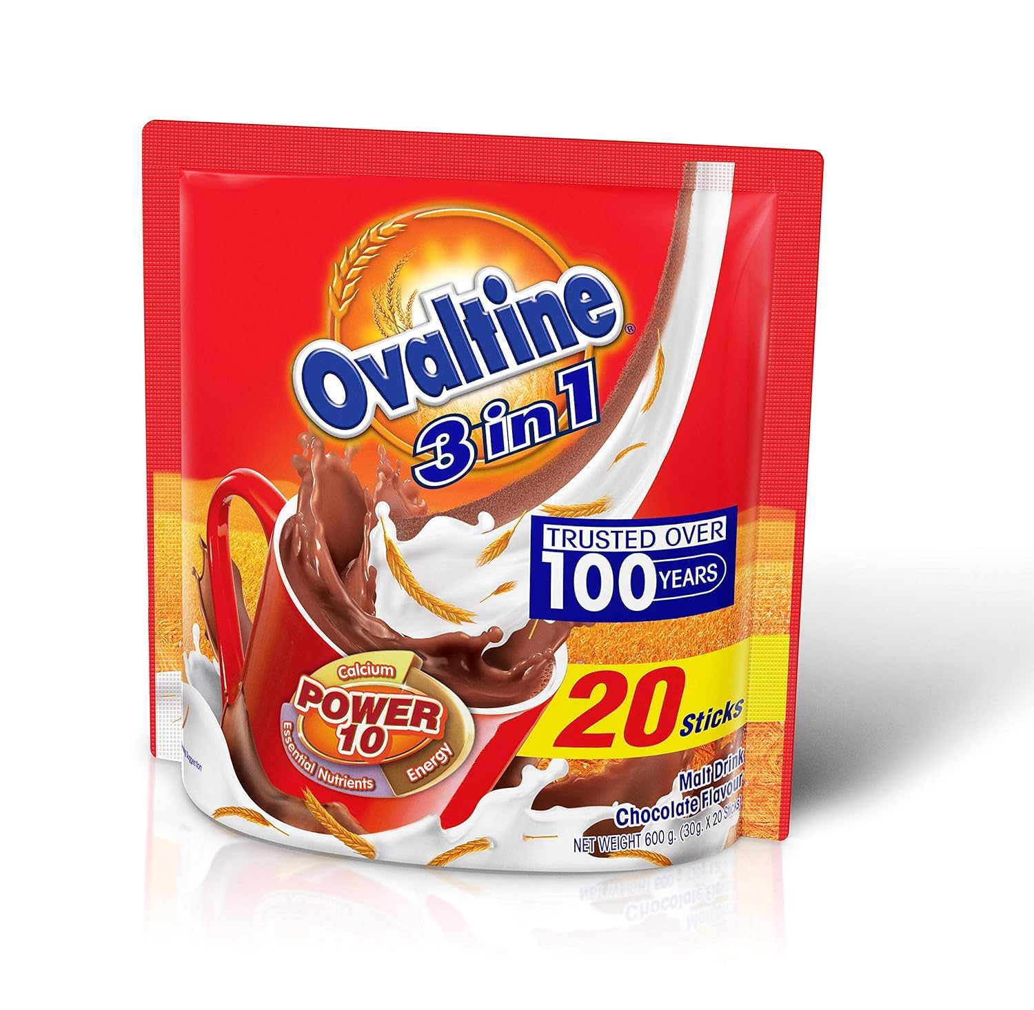 Ovaltine 3 in 1 Malt Drink Chocolate Flavour Packet, 600g (Imported)