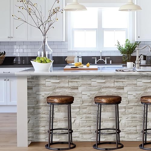 Miniatura 5 de ConCus-T Papel tapiz de ladrillos de piedra de contacto papel tapiz de ladrillo de piedra sintética 1772 x 1378 pulgadas autoadhesivo impermeable