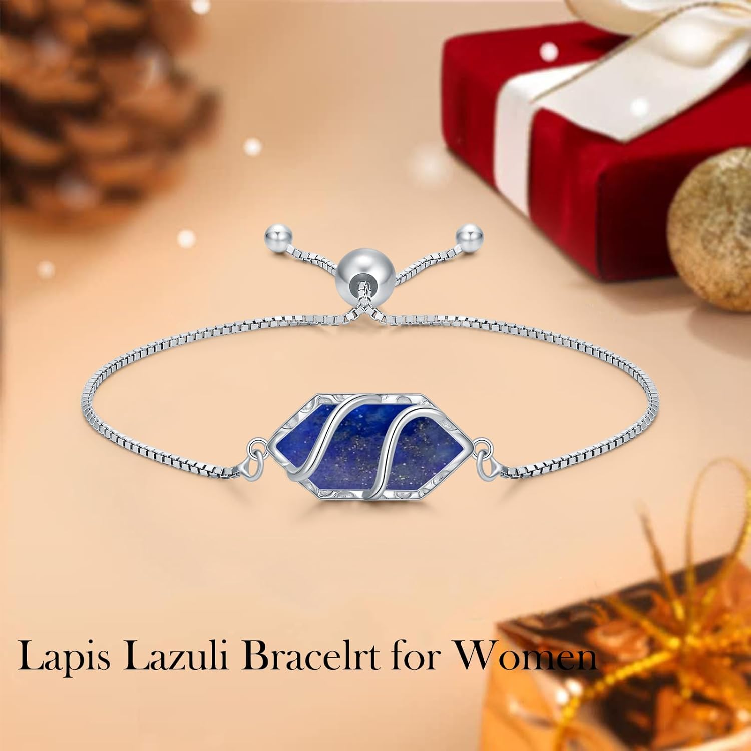 HPQQ Bracelet for Women 925 Sterling Silver Hexagon Gemstone Link Bracelet Fine Jewelry Birthday Mother's Day Jewelry Gifts for Women Her