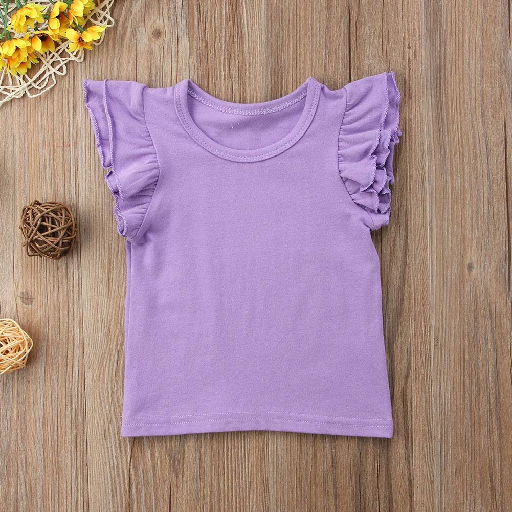 Baby Mädchen Rüschen-T-Shirt, einfarbig, Basic, Freizeitkleidung