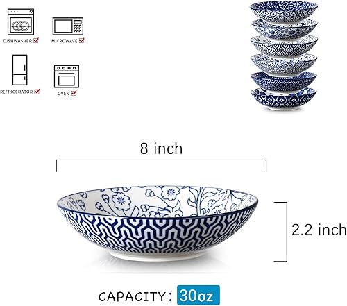 Miniatura 9 de Selamica Tazones de porcelana grandes para pasta de 40 onzas, cuencos de plato de 9 pulgadas, cuencos de ensalada, cuencos apilables para servir