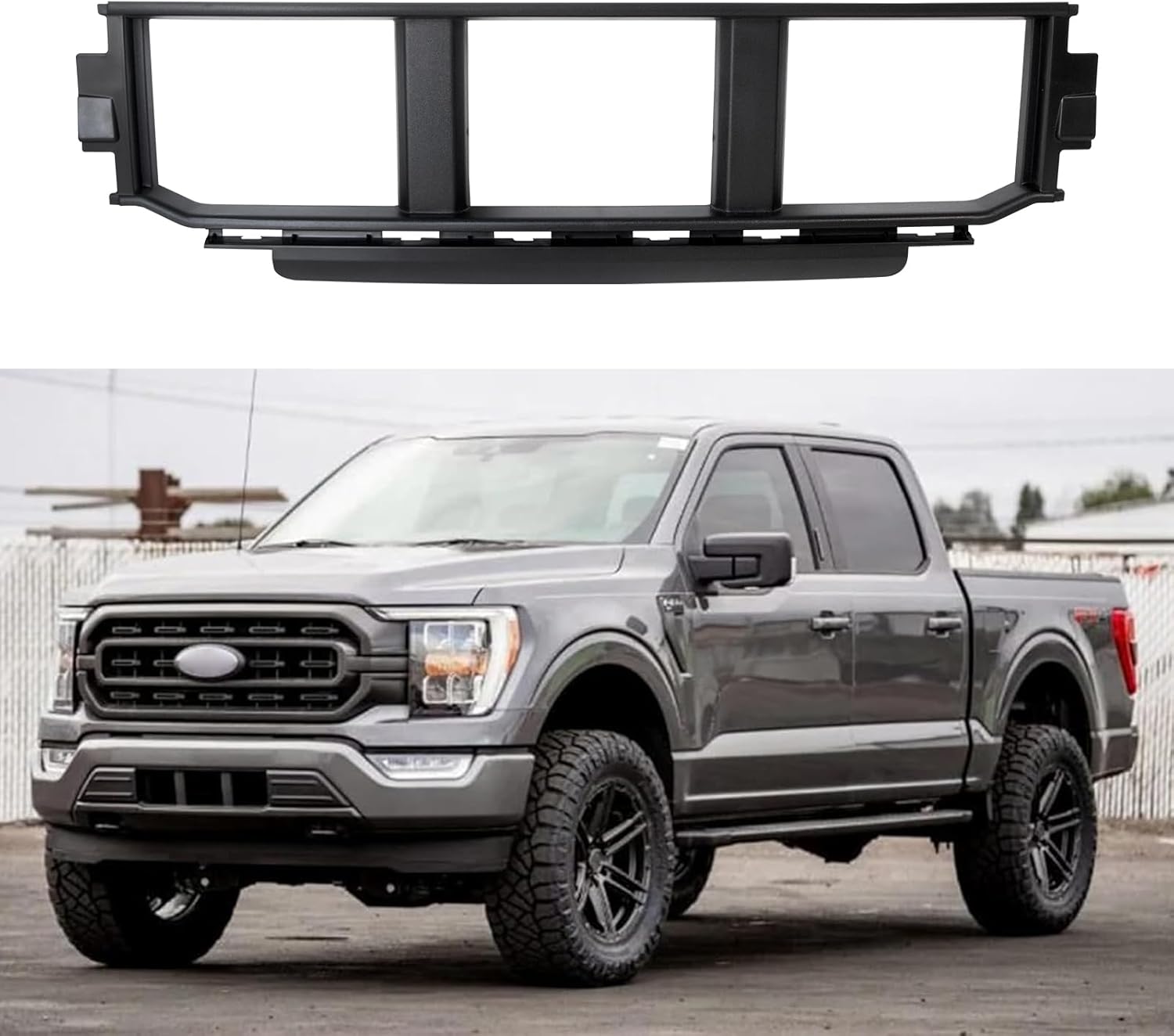 Front Bumper Grille for Ford F150 2021-2023, Lower Center Bumper Cover Insert Panel, ML3Z17B968BB, ML3Z17B968BA