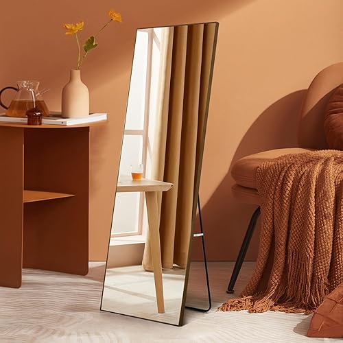 SPOWAY Espejo de cuerpo completo con marco de madera de 62 x 19 pulgadas espejo rectangular de cuerpo para vestidor de pie para dormitorio hogar